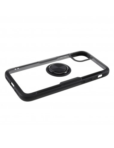 Coque transparente iPhone 11  avec anneau métallique - Noir