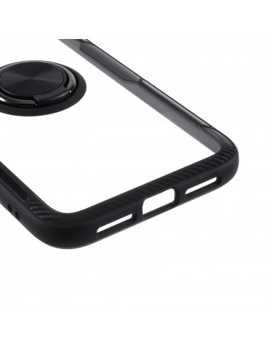 Coque transparente iPhone 11  avec anneau métallique - Noir