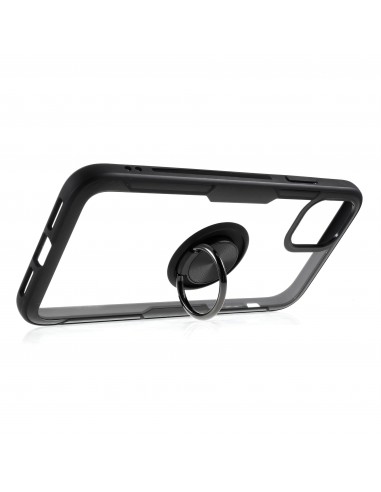 Coque transparente iPhone 11  avec anneau métallique - Noir