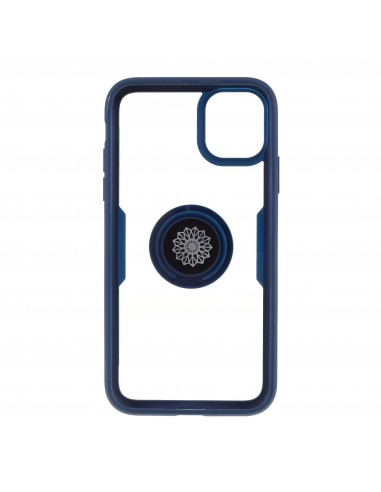 Coque transparente iPhone 11  avec anneau métallique - Bleu