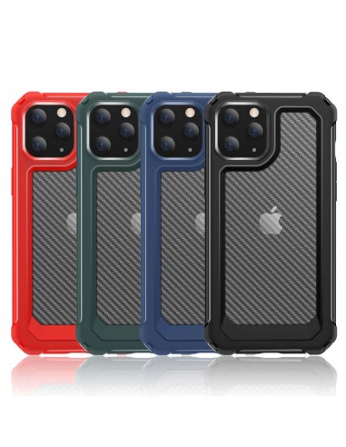 Coque antichoc iPhone 12 et 12 Pro Style fibre de carbone - Noir