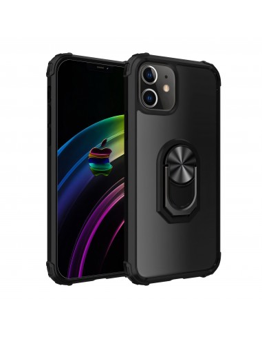 Coque antichoc iPhone 12 mini Hybride avec anneau prévu pour support aimanté - Noir