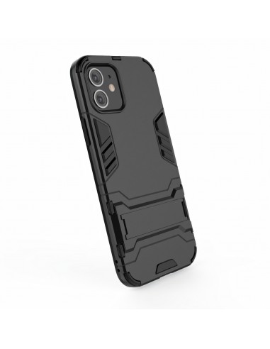 Coque antichoc iPhone 12 et 12 Pro Hybride avec support - Noir