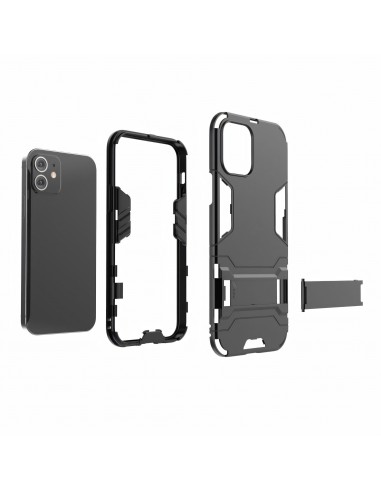 Coque antichoc iPhone 12 et 12 Pro Hybride avec support - Noir