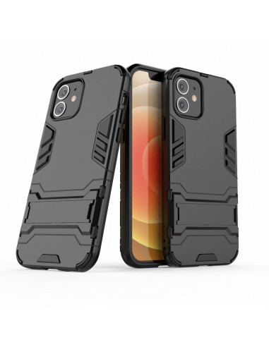 Coque antichoc iPhone 12 et 12 Pro Hybride avec support - Noir