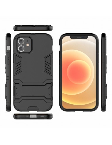 Coque antichoc iPhone 12 et 12 Pro Hybride avec support - Noir