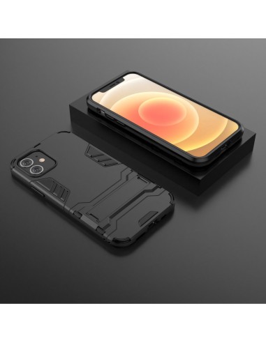 Coque antichoc iPhone 12 et 12 Pro Hybride avec support - Noir