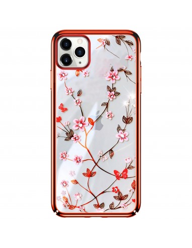 Coque de protection iPhone 12 mini Luxe Blooms serie Rhinestones - Rouge