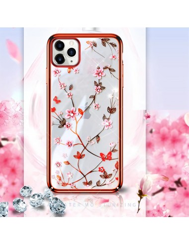Coque de protection iPhone 12 mini Luxe Blooms serie Rhinestones - Rouge