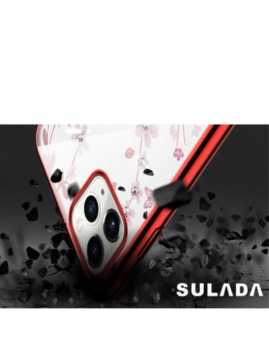 Coque de protection iPhone 12 mini Luxe Blooms serie Rhinestones - Rouge