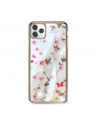 Coque de protection iPhone 12 mini Luxe Blooms serie Rhinestones - Or