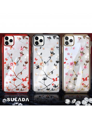 Coque de protection iPhone 12 mini Luxe Blooms serie Rhinestones - Or