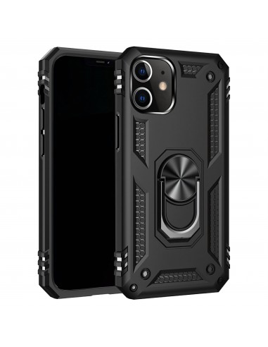 Coque antichoc iPhone 12 Mini Hybride Armor avec anneau - Noir