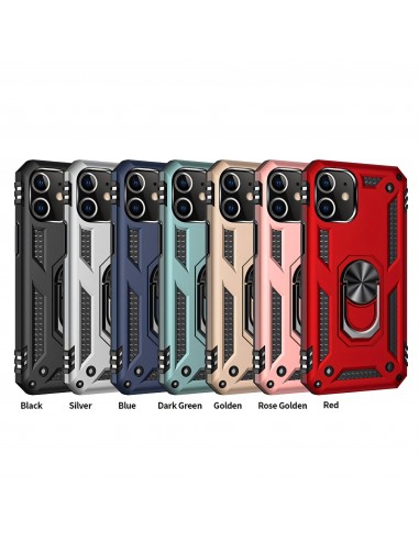 Coque antichoc iPhone 12 Mini Hybride Armor avec anneau - Noir