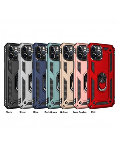 Coque antichoc iPhone 12 Pro Max Hybride Armor avec anneau - Noir