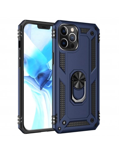 Coque antichoc iPhone 12 Pro Max Hybride Armor avec anneau - Bleu foncé