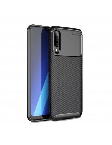 Coque silicone Galaxy A70 Syle fibre de carbone - Noir