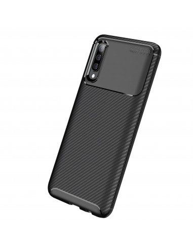 Coque silicone Galaxy A70 Syle fibre de carbone - Noir