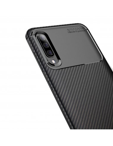 Coque silicone Galaxy A70 Syle fibre de carbone - Noir