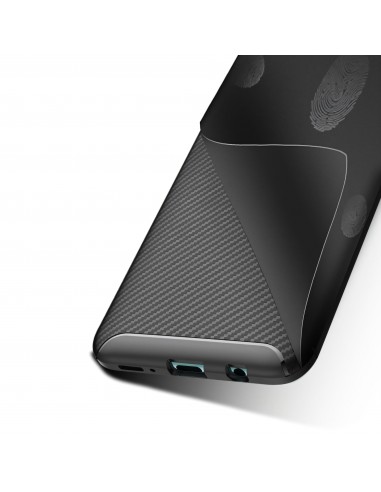 Coque silicone Galaxy A70 Syle fibre de carbone - Noir