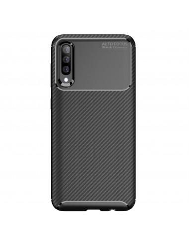 Coque silicone Galaxy A70 Syle fibre de carbone - Noir