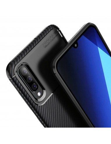 Coque silicone Galaxy A70 Syle fibre de carbone - Noir