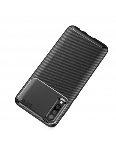 Coque silicone Galaxy A70 Syle fibre de carbone - Noir