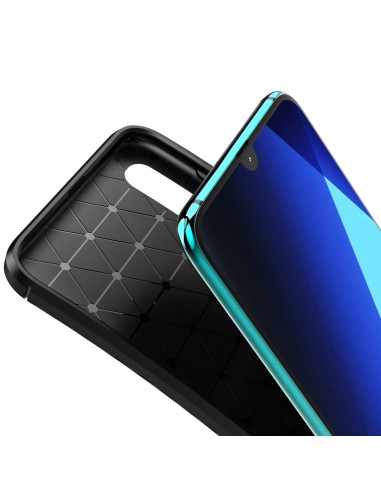 Coque silicone Galaxy A70 Syle fibre de carbone - Noir