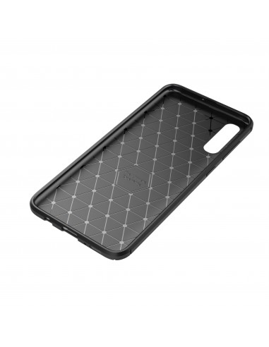 Coque silicone Galaxy A70 Syle fibre de carbone - Noir