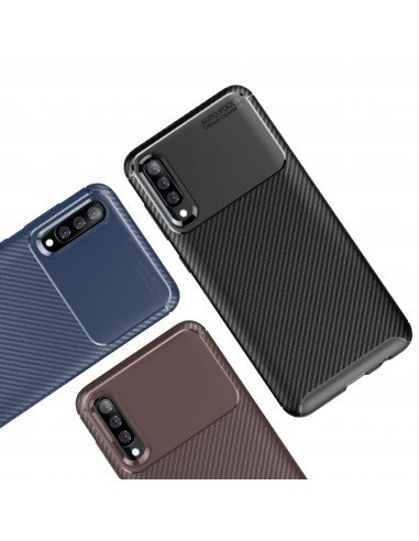 Coque silicone Galaxy A70 Syle fibre de carbone - Noir