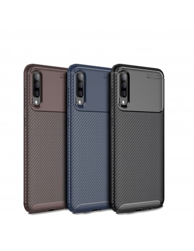 Coque silicone Galaxy A70 Syle fibre de carbone - Noir