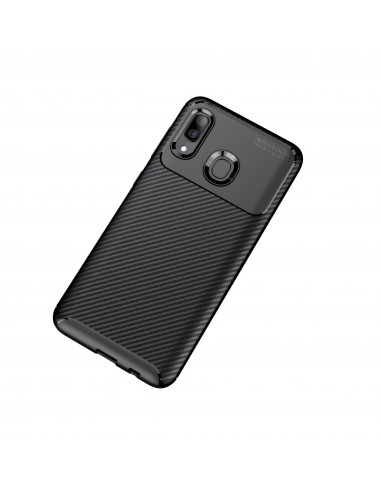 Coque silicone Galaxy A40 Syle fibre de carbone - Noir