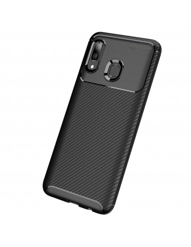 Coque silicone Galaxy A40 Syle fibre de carbone - Noir