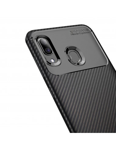 Coque silicone Galaxy A40 Syle fibre de carbone - Noir
