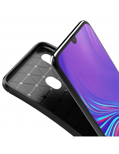 Coque silicone Galaxy A40 Syle fibre de carbone - Noir