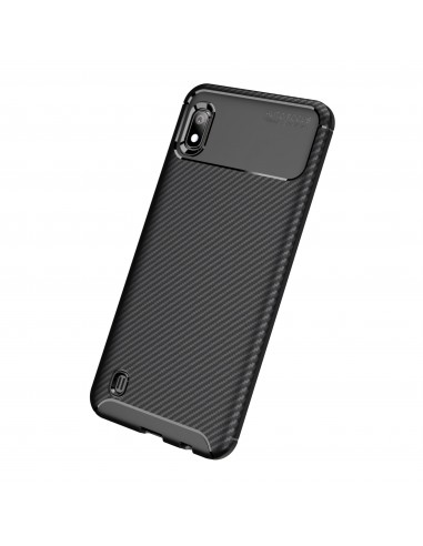 Coque silicone Galaxy A10 Syle fibre de carbone - Noir