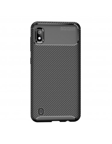 Coque silicone Galaxy A10 Syle fibre de carbone - Noir