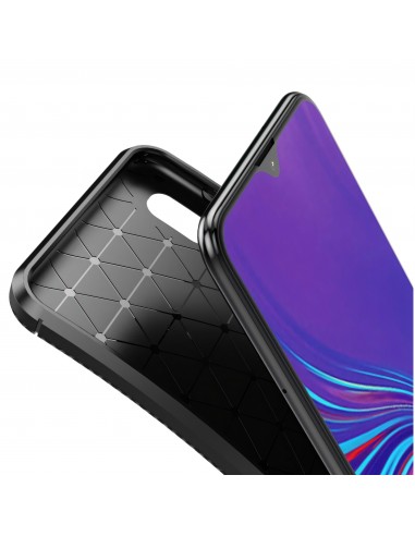 Coque silicone Galaxy A10 Syle fibre de carbone - Noir