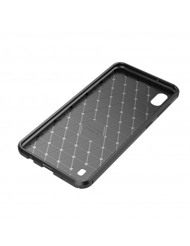 Coque silicone Galaxy A10 Syle fibre de carbone - Noir