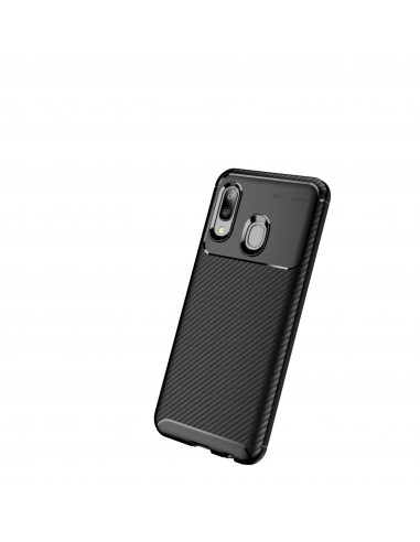 Coque silicone Galaxy A20e Syle fibre de carbone - Noir