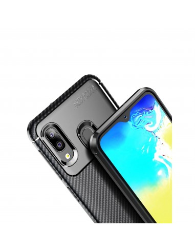 Coque silicone Galaxy A20e Syle fibre de carbone - Noir
