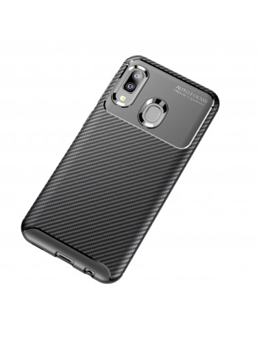 Coque silicone Galaxy A20e Syle fibre de carbone - Noir