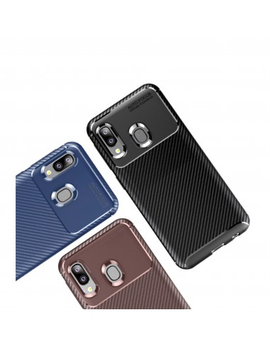 Coque silicone Galaxy A20e Syle fibre de carbone - Noir