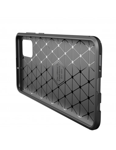 Coque silicone Galaxy A51 Syle fibre de carbone - Noir