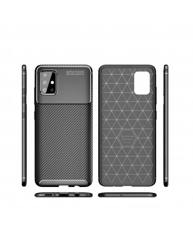 Coque silicone Galaxy A51 Syle fibre de carbone - Noir