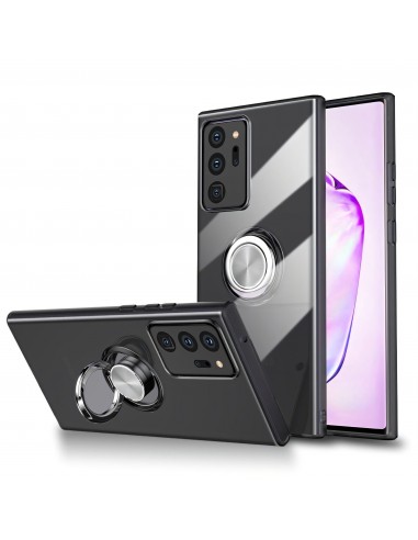 Coque transparente Galaxy Note 20 Ultra avec anneau - Noir
