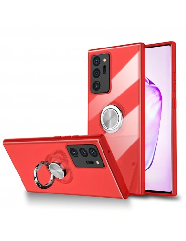 Coque transparente Galaxy Note 20 Ultra avec anneau - Rouge