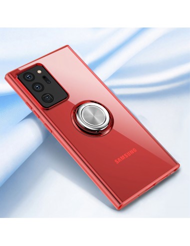 Coque transparente Galaxy Note 20 Ultra avec anneau - Rouge