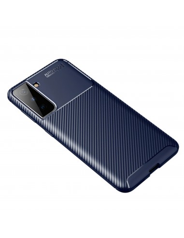 Coque silicone Galaxy S21 Plus Carbon Fiber - Bleu