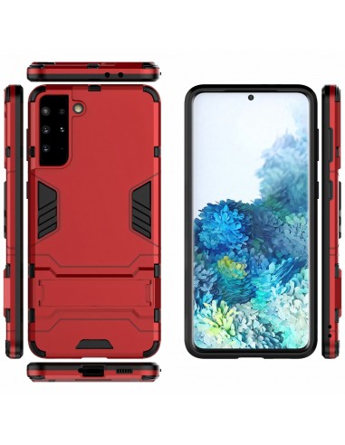Coque antichoc Galaxy S21 Plus Hybride avec support - Rouge